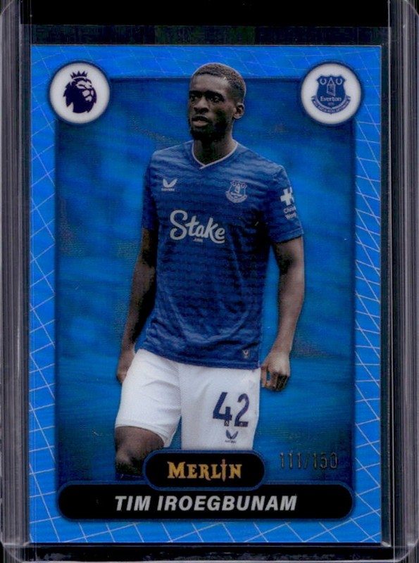 2026 Topps Merlin Premier League Tim Iroegbunam Blue Mojo Refractor #/150