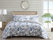 NEW Queen Comforter Set Tommy Bahama 5 Piece Coastal Luxury Bedding Set