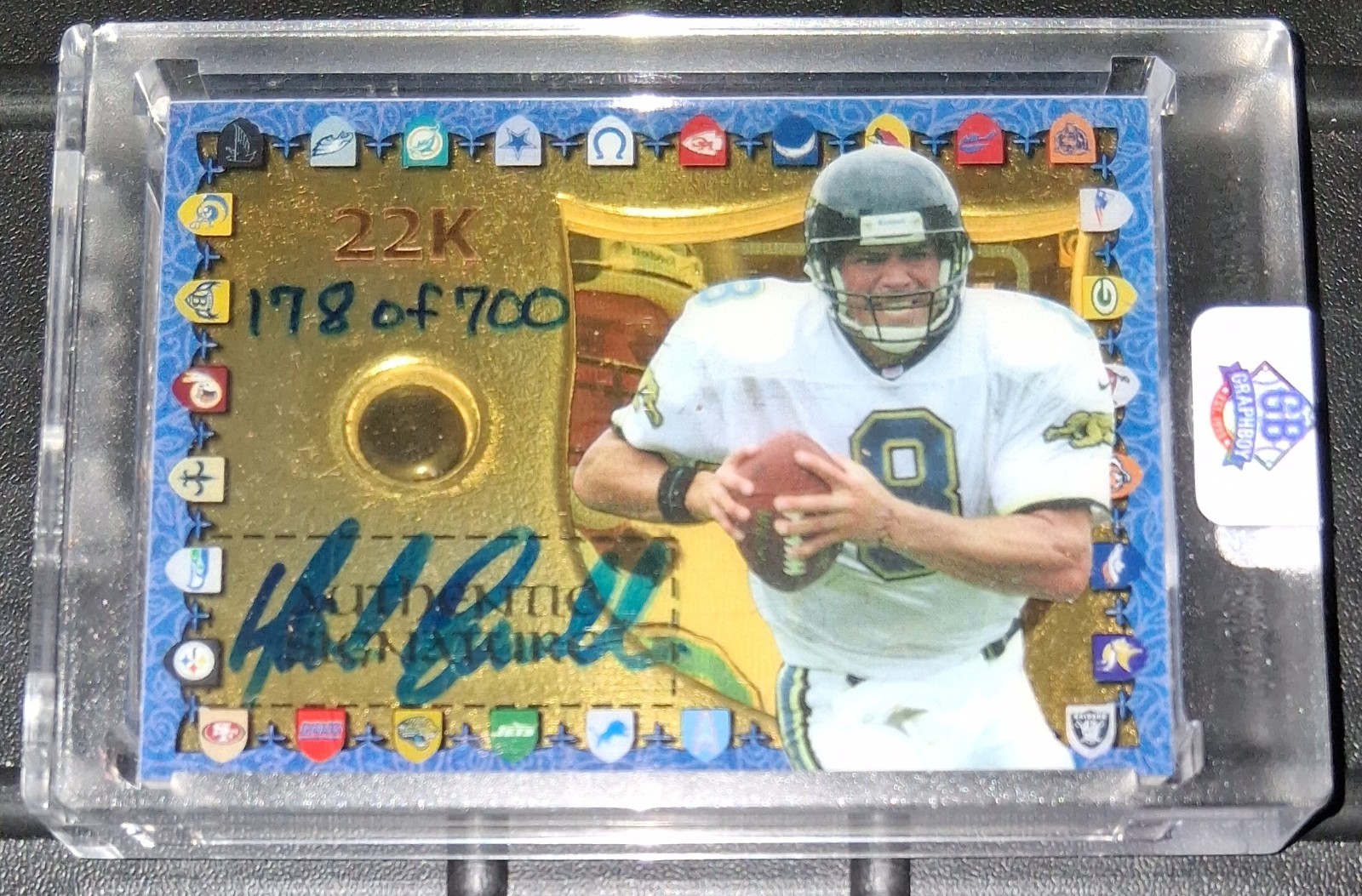1997 COLLECTOR'S EDGE 22K MARK BRUNELL AUTO GAME USED HELMET RELIC 178/700 JAGS