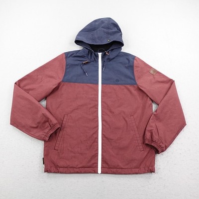 Element Wolfeboro Jacket Mens Medium Blue Red Fleece Lined Coat Full Zip Up