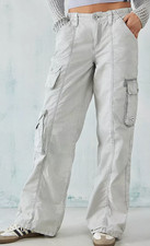 BDG Urban Outfitters Women's Cargo Pants Light Gray Wide Leg Elastic Waist XS