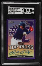 2019 Leaf Metal Draft Top Picks Purple 14/25 Brett Baty SGC 9.5 Mint+ Auto uk2