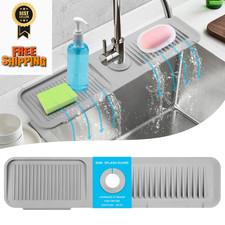 24"Longer Silicone Faucet Mat for Kitchen Sink,5 Slope 24" x 5.5", Gray