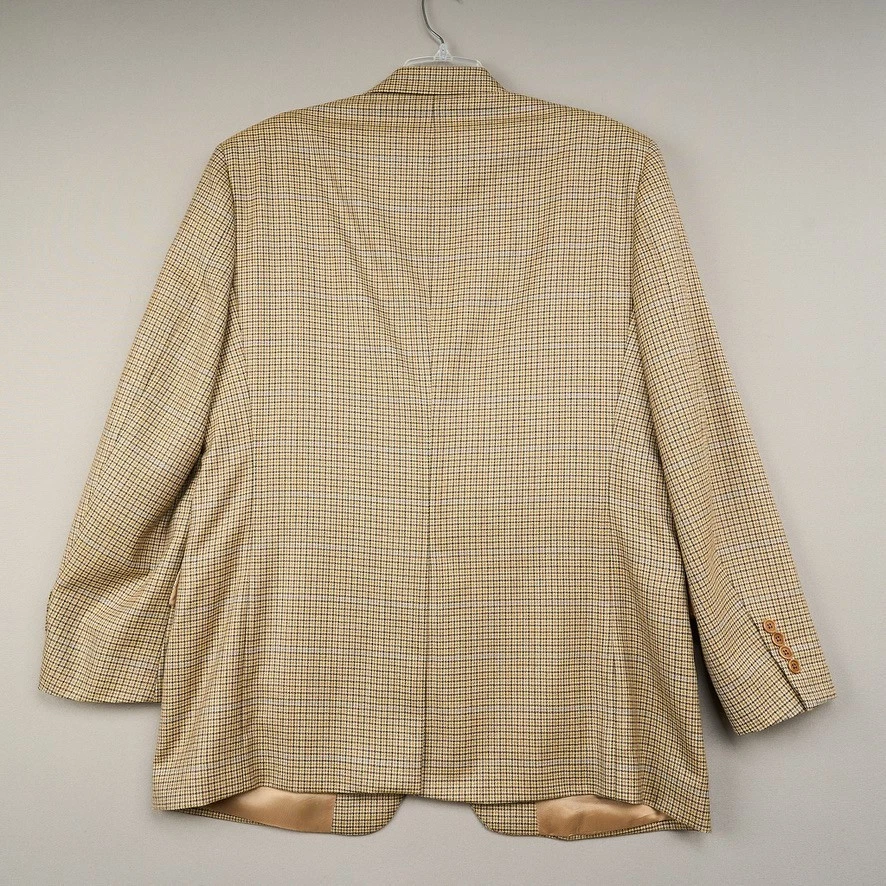 Blazer Brooks Brothers 44 Abrigo Deportivo Marrón Tostado Cuadros Lana 2 Botones Italia Foto 3 de 4