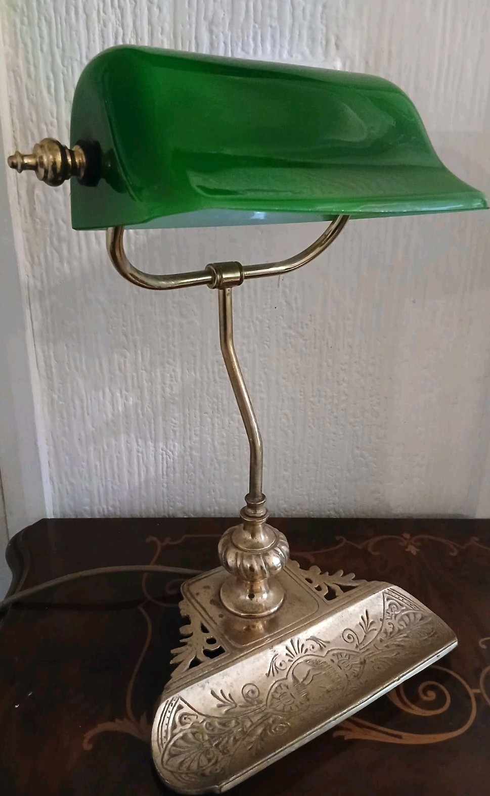 Vintage Bankers Lamp Brass Art  Nouveau Desk Office