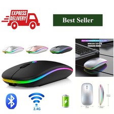 Wireless Bluetooth Mouse 2.4G Dual Mode Rechargeable RGB Ergonomic Silent Mouse