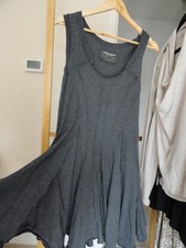 WOMEN's ALL SAINTS DEIMOS COTTON DRESS, UK14 Eu42 CHARCOAL GREY STRETCH FIT L34"