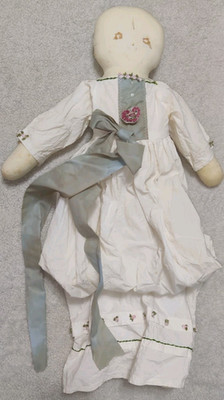 19'' Vintage Handmade 2 Sided Face Rag Doll Primitive Country Cloth Long Dress