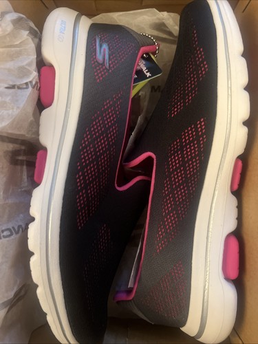 New Skechers Go Walk 5 Feeling Alive Womens SZ 9 Slip On Black Hot Pink - Picture 5 of 5