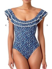 Anne Cole Studio Flounce Vintage One Piece Swimsuit Sz 8