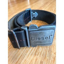 Diesel Y2K Grungecore Vintage Black Leather Belt Size 34 35 Industrial Buckle
