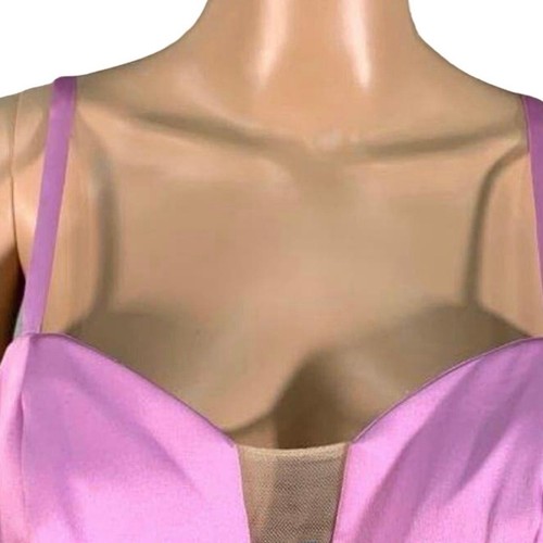 NWT Formal Colette Mon Cheri PINK LILAC Satin Skater Illusion V Neck Dress SZ.6 - Picture 15 of 15