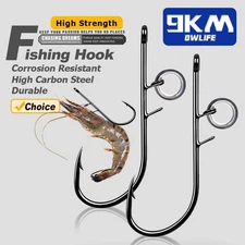 50Pcs Live Shrimp Hooks High Strength Baitholder Fishing Hooks Non-Offset Hooks
