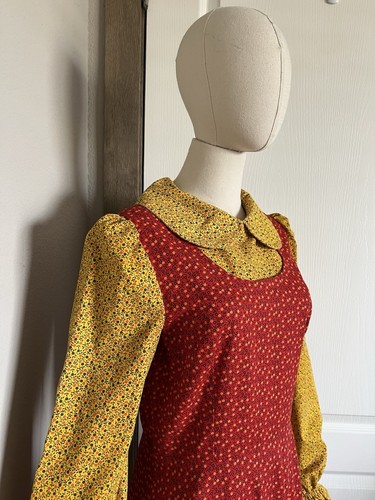 Vintage 70s Prairie Cottagecore Barn Floral Long Sleeve Maxi Dress Sz S? - Picture 4 of 17
