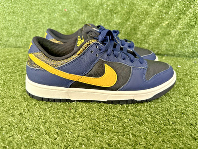    NIKE DUNK LOW VINTAGE  MICHIGAN NAVY YELLOW CRACKLE    MEN S SIZE 8.5   NEW