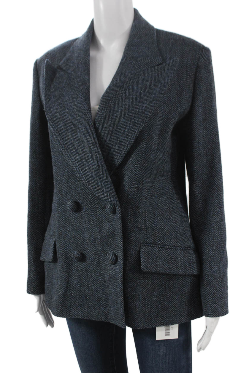 Erdem Womens Basic Jacket Blue Virgin Wool Herrin… - image 3