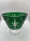 Vtg Waterford Marquis Cut To Clear Green Lead Crystal Footed Pedestal Bowl Czech