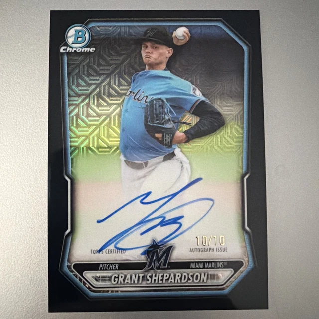 Bowman Chrome Black Mojo Grant Shepardson BMA-GS Auto Miami Marlins /10 Buchstütze