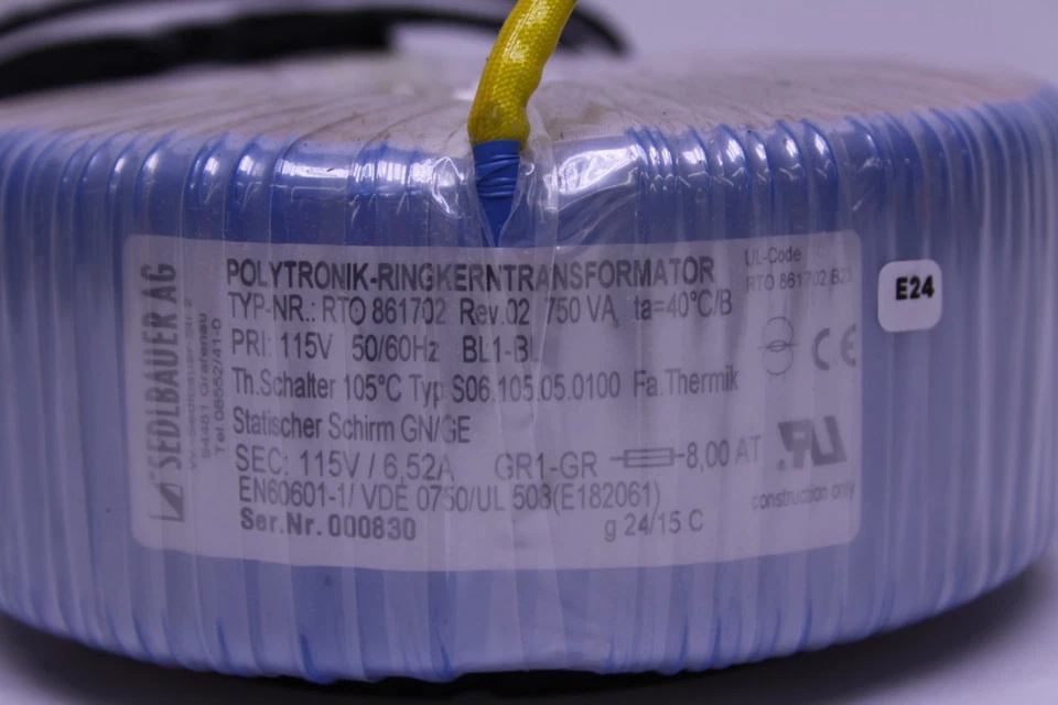Sedlbauer Polytronik RTO 861702 Toroidal Isolation Transformer 115V, 750VA - Image 2 of 4