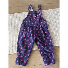 Vintage 90's toddler girls purple pink floral corduroy overalls 18 months