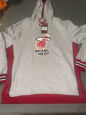 NBA Miami Heat Mitchell & Ness NWT Gray hooded Sweatshirt Sz 2XL $125 MSRP