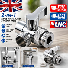 2-in-1 Brass Bidet Shower Head Diverter Valve Faucet Spout Taps T-Adapter