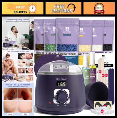 Waxing Kit for Men - Brazilian Hard Wax Warmer, Quick Heat, 30 Nose Sticks, Easy