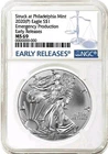 2020 (P) SILVER EAGLE NGC MS69 EARLY RELEASE EMERGENCY ISSUE BU GEM