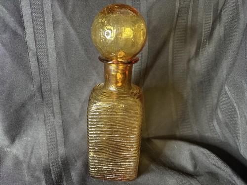 Serrano Vetro Ambrato Empoli?  Decanter Bubble Top Vintage Ancoraggio Hocking Barware - Foto 1 di 8