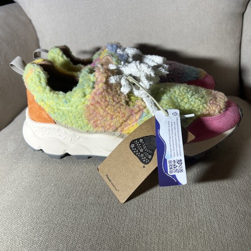 NWT FLOWER MOUNTAIN Teddy Plush Pampas Sneakers Womens 39 EUR 8 US Multicolour - Picture 12 of 12