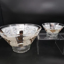 Vintage Anchor Hocking Chips and Dip Set Golden Grapes Frosted White No Hanger