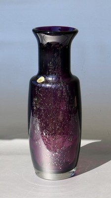 HD Crystal Handok Glasvase Violett mit Luftblasen, H. ~ 35,5cm ,~2,4kg, Vintage