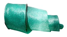 Celebrate It 2 Rolls Christmas Wired Ribbon Holiday Turquoise Glitter 2.5"x 20'