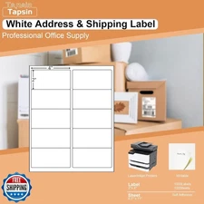 Tapsin 10up 30 Sheets Sticker Labels Compatible Laser/Ink Jet Shipping Labels