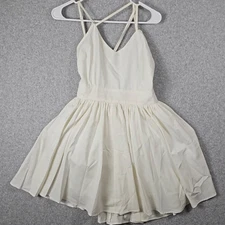 San Joy tulled Lined Cocktail Dress Open Back Spaghetti Small Ivory White
