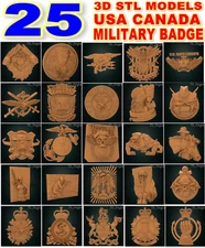 3D stl file relief USA Canada military Badge forCNC router cnc machine milling