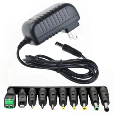 6V 2A 1.5A 1A 0.5A 0.3A 12W DC Adapter with 10 Interchangeable DC Plug for .....