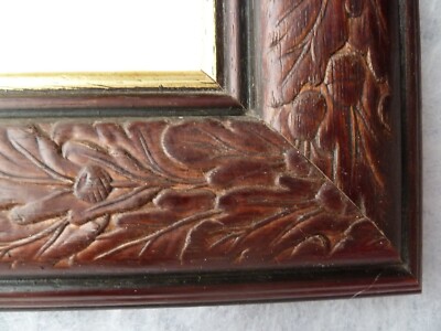 Vintage Bilderrahmen, gepresstes Eichenlaub Eichelmuster 80er Jahre 42,3cm x 37,4cm