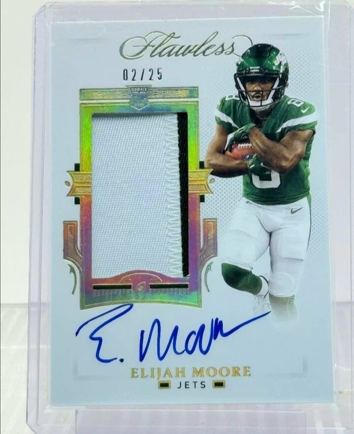 2021 Flawless RPA Elijah Moore Rookie Patch Auto Autograph /25 NEW YORK JETS