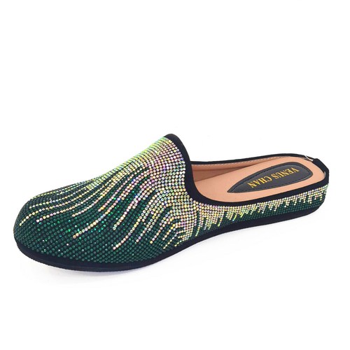 Rhinestones Women Sandals Casual Shoes Luxury Fashion Slippers Low 3 CM Italian - Picture 13 of 13