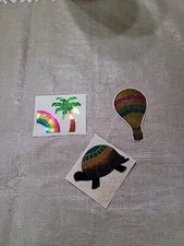 Vintage 80’s HAMBLY Foil Mylar Rainbow TURTLE  HOT AIR BALLOON Stickers Lot Of 3