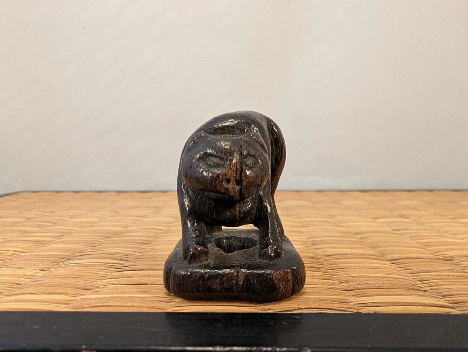 古董早期江户日本木质网介猫立式 Wabi-Sabi Mingei 日本 — 第 3/4 张图片