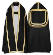 Black Roman Cope with stole Vestment Capa pluvial Negra Piviale Nero KTCZ25