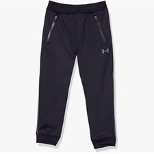 NWT Under Armour Little Boys' Black Pennant Tapered Pant, Zipper Pockets Size 4