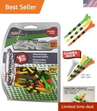 Pride Performance Plastic Golf Tees Combo Pack - 50 Tees for Longer Drives