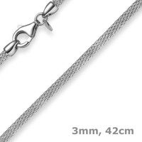 3Mm Strickcollier Kette Halsschmuck, 585 Gold WeißGold, 42Cm, Damen, Goldkette