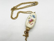 VINTAGE POTTERY CHINA FLORAL FLOWER VINIAGRETTE PENDANT AND LADIES NECKLACE