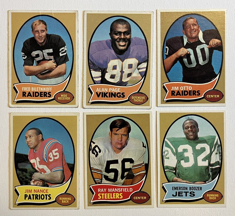 1970 Topps NFL lot Big Names: Biletnikoff, Page, Otto, Nance, Mansfield+