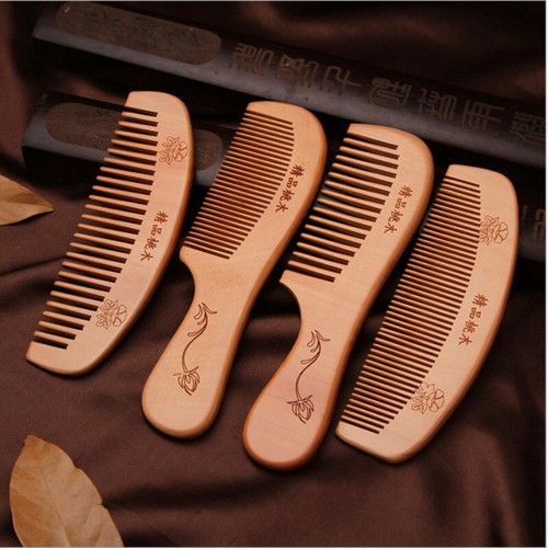 Peine de madera de melocotón antiestático cuidado del cabello masaje madera peine natural herramientas