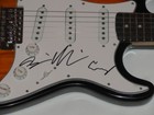 X AMBASSADORS SIGNED SUNBURST ELECTRIC GUITAR SAM HARRIS CASEY ADAM 3X JSA COA — photo 2